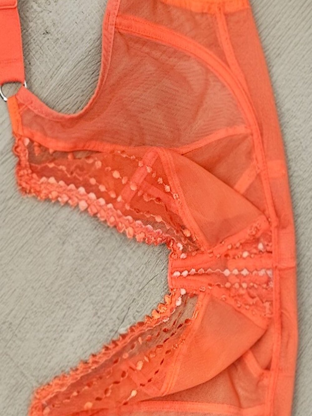 Elomi Bright Coral Red Orange Sheer Floral Lace Underwire Bra US 40G - Picture 16 of 16